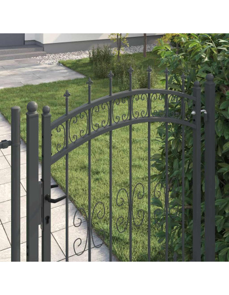 Cancello con Punta a Lancia Grigio 103 x 200 cm Acciaio