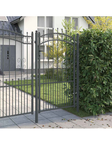 Cancello con Punta a Lancia Grigio 103 x 175 cm Acciaio