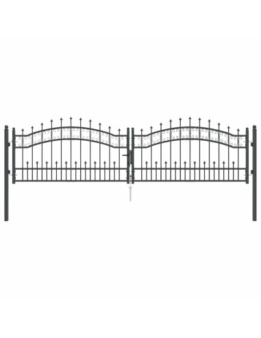 Cancello con Punta a Lancia Grigio 305 x 75 cm Acciaio