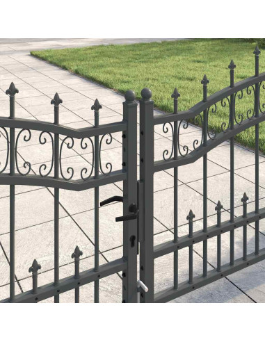 Cancello con Punta a Lancia Grigio 305 x 75 cm Acciaio