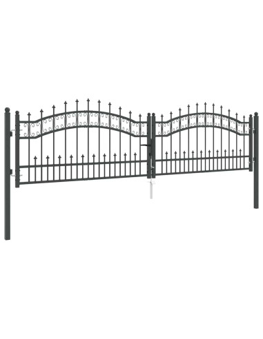 Cancello con Punta a Lancia Grigio 305 x 75 cm Acciaio