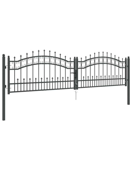 Cancello con Punta a Lancia Grigio 305 x 75 cm Acciaio