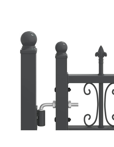 Cancello con Punta a Lancia Grigio 305 x 75 cm Acciaio