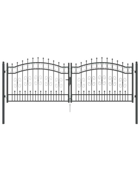 Cancello con Punta a Lancia Grigio 305 x 100 cm Acciaio