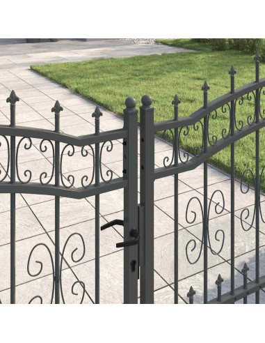 Cancello con Punta a Lancia Grigio 305 x 100 cm Acciaio