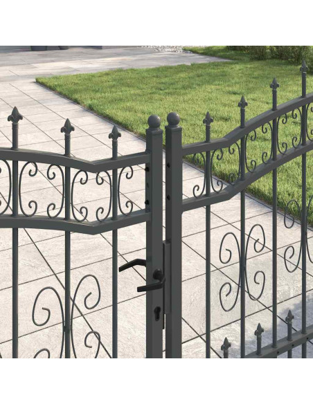 Cancello con Punta a Lancia Grigio 305 x 100 cm Acciaio