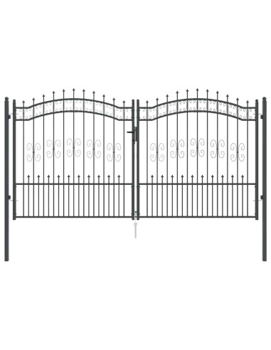 Cancello con Punta a Lancia Grigio 305 x 150 cm Acciaio