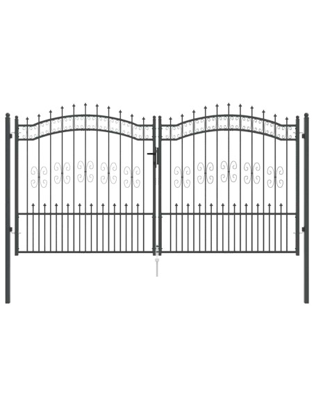 Cancello con Punta a Lancia Grigio 305 x 150 cm Acciaio