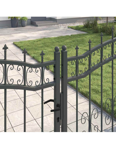 Cancello con Punta a Lancia Grigio 305 x 150 cm Acciaio