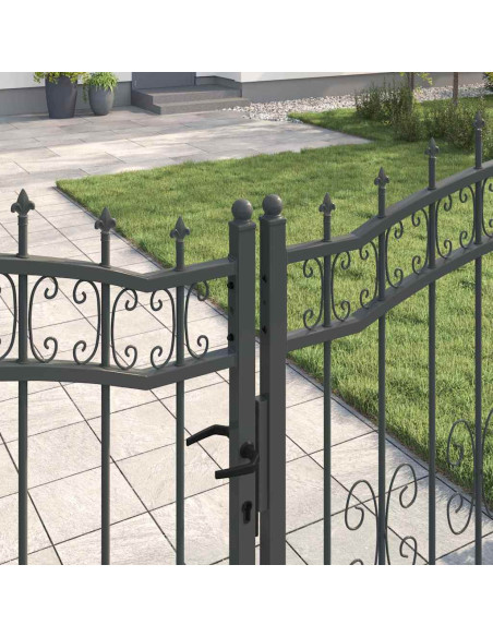 Cancello con Punta a Lancia Grigio 305 x 150 cm Acciaio
