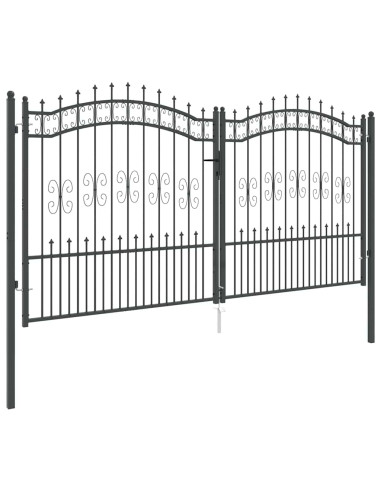 Cancello con Punta a Lancia Grigio 305 x 150 cm Acciaio