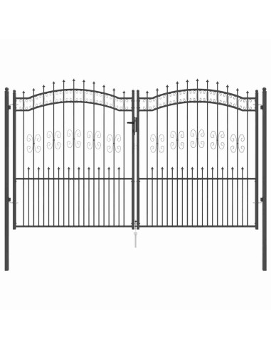 Cancello con Punta a Lancia Grigio 305 x 175 cm Acciaio