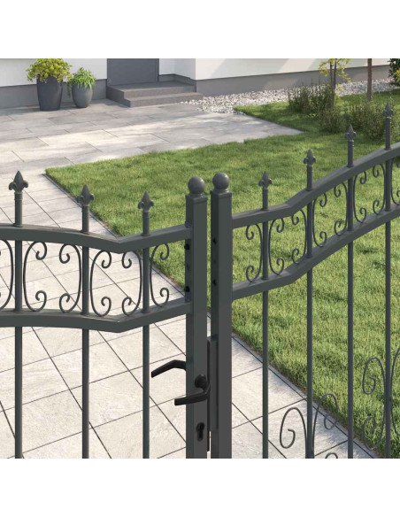 Cancello con Punta a Lancia Grigio 305 x 175 cm Acciaio