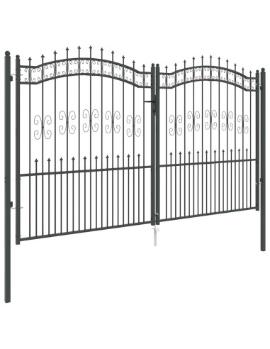 Cancello con Punta a Lancia Grigio 305 x 175 cm Acciaio