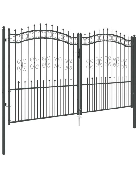 Cancello con Punta a Lancia Grigio 305 x 175 cm Acciaio