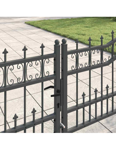 Cancello con Punta a Lancia Grigio 404 x 75 cm Acciaio