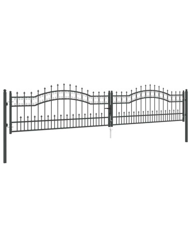 Cancello con Punta a Lancia Grigio 404 x 75 cm Acciaio