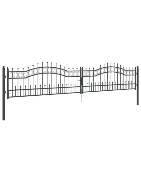 Cancello con Punta a Lancia Grigio 404 x 75 cm Acciaio