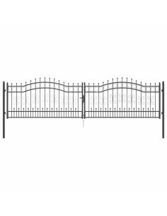 Cancello con Punta a Lancia Grigio 404 x 100 cm Acciaio 2