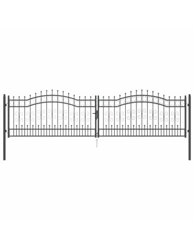 Cancello con Punta a Lancia Grigio 404 x 100 cm Acciaio