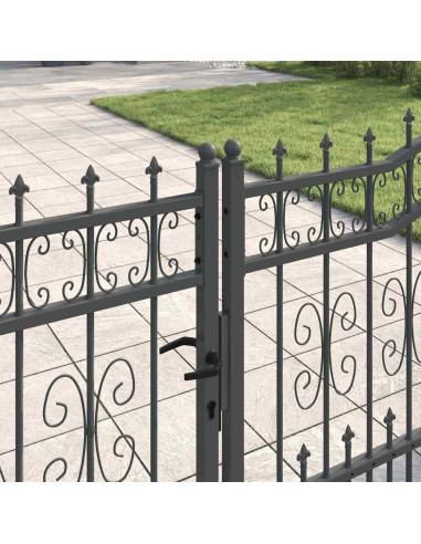 Cancello con Punta a Lancia Grigio 404 x 100 cm Acciaio