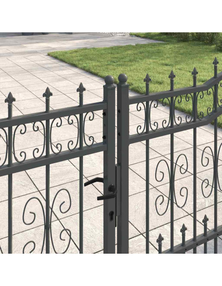 Cancello con Punta a Lancia Grigio 404 x 100 cm Acciaio