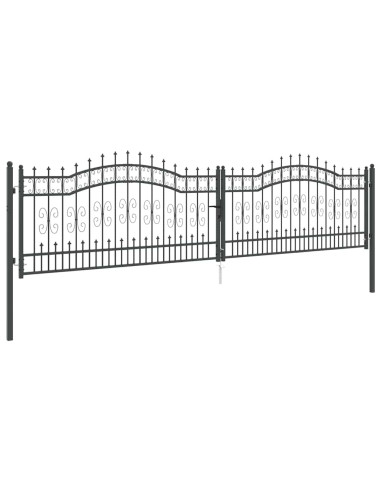 Cancello con Punta a Lancia Grigio 404 x 100 cm Acciaio