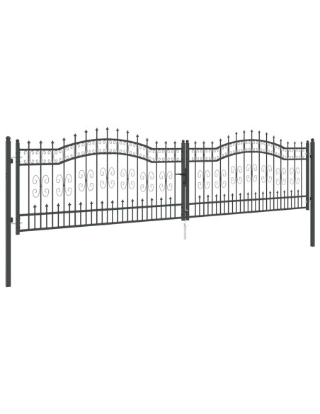 Cancello con Punta a Lancia Grigio 404 x 100 cm Acciaio