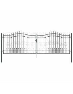 Cancello con Punta a Lancia Grigio 404 x 125 cm Acciaio 2