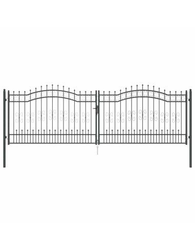 Cancello con Punta a Lancia Grigio 404 x 125 cm Acciaio