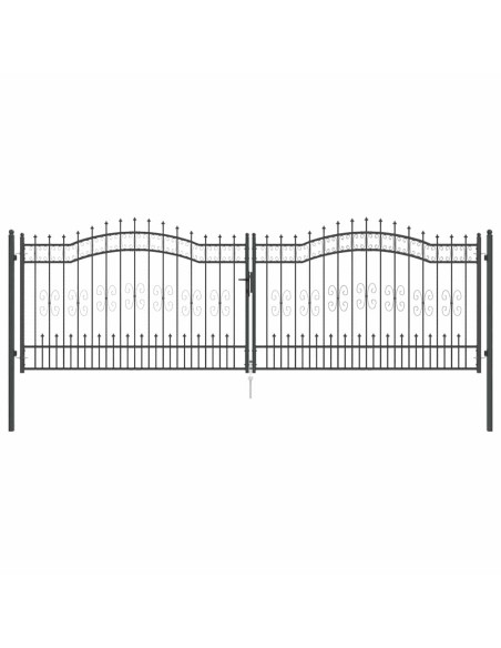 Cancello con Punta a Lancia Grigio 404 x 125 cm Acciaio