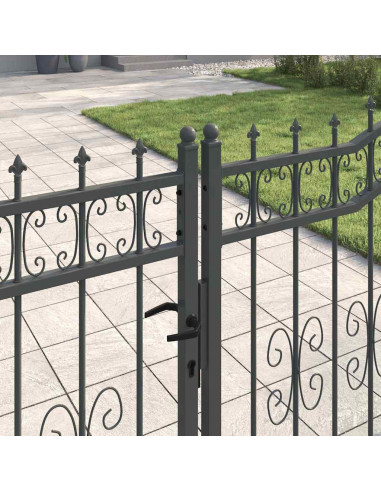 Cancello con Punta a Lancia Grigio 404 x 125 cm Acciaio