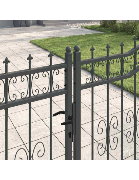 Cancello con Punta a Lancia Grigio 404 x 125 cm Acciaio