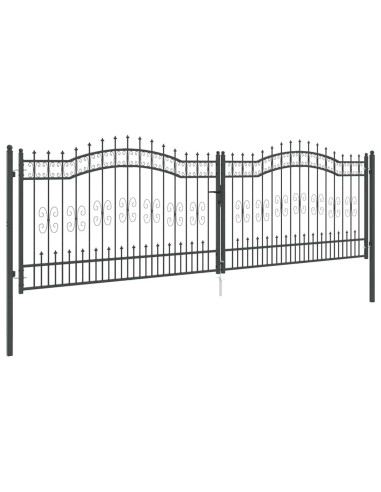 Cancello con Punta a Lancia Grigio 404 x 125 cm Acciaio