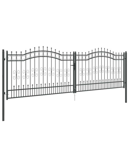 Cancello con Punta a Lancia Grigio 404 x 125 cm Acciaio