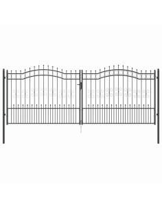 Cancello con Punta a Lancia Grigio 404 x 150 cm Acciaio 2