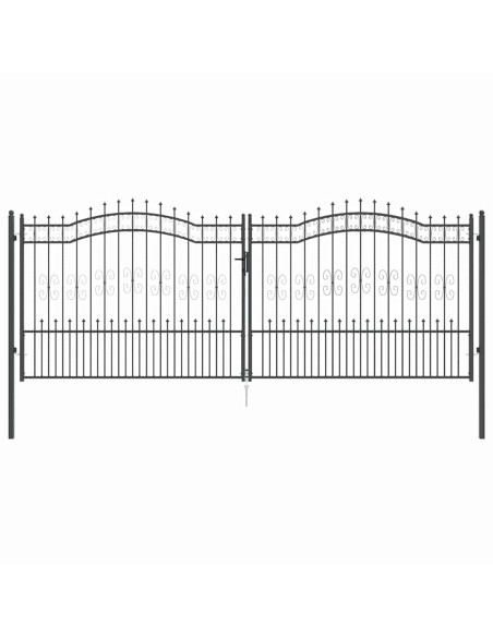 Cancello con Punta a Lancia Grigio 404 x 150 cm Acciaio