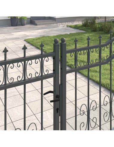 Cancello con Punta a Lancia Grigio 404 x 150 cm Acciaio