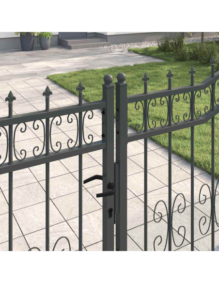 Cancello con Punta a Lancia Grigio 404 x 150 cm Acciaio