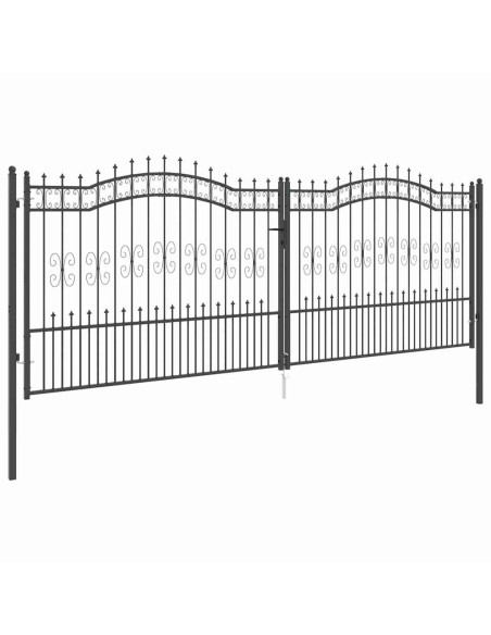 Cancello con Punta a Lancia Grigio 404 x 150 cm Acciaio