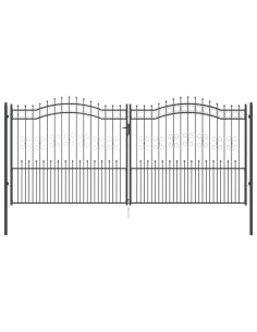 Cancello con Punta a Lancia Grigio 404 x 175 cm Acciaio 2