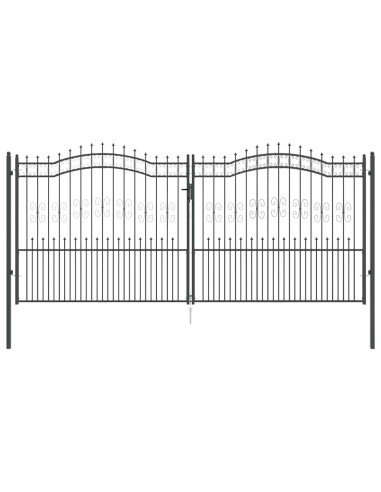 Cancello con Punta a Lancia Grigio 404 x 175 cm Acciaio