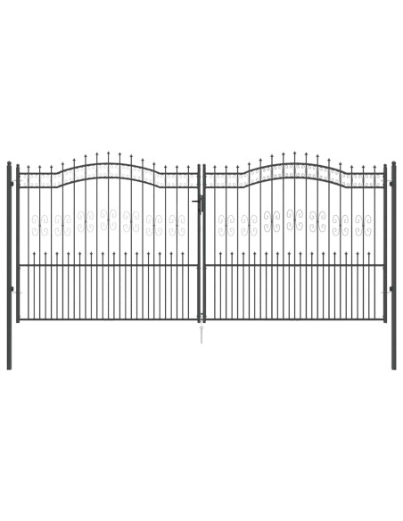 Cancello con Punta a Lancia Grigio 404 x 175 cm Acciaio