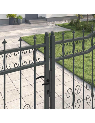 Cancello con Punta a Lancia Grigio 404 x 175 cm Acciaio
