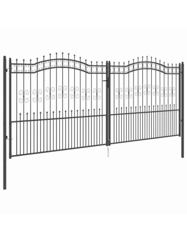 Cancello con Punta a Lancia Grigio 404 x 175 cm Acciaio