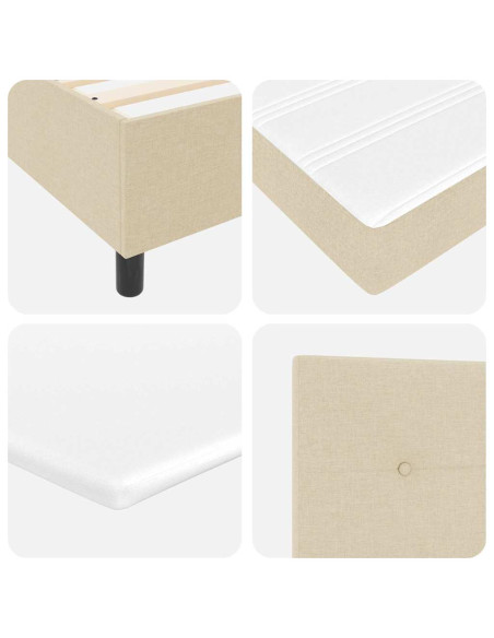 Letto a molle con materasso Crema 120 x 190 cm Tessuto