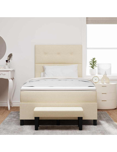 Letto a molle con materasso Crema 120 x 190 cm Tessuto