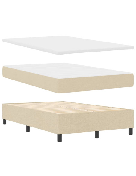 Letto a molle con materasso Crema 120 x 190 cm Tessuto
