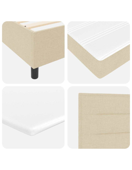 Letto a molle con materasso Crema 120 x 190 cm Tessuto