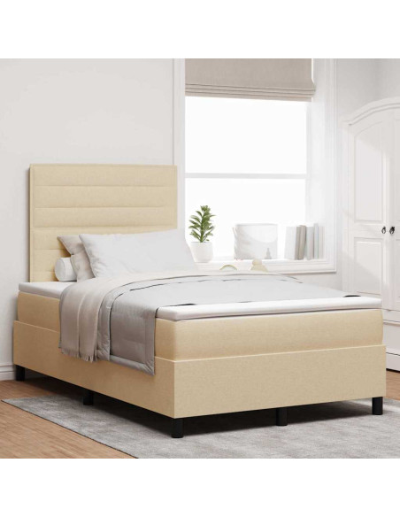 Letto a molle con materasso Crema 120 x 190 cm Tessuto